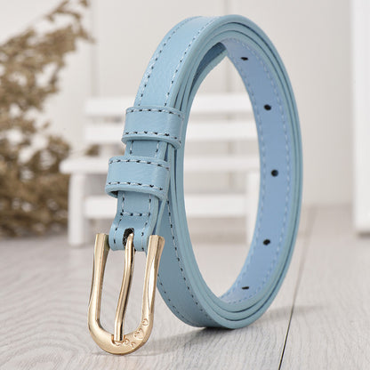 Women's Faux Leather Pin Buckle Korean Style Sweet Thin Belts