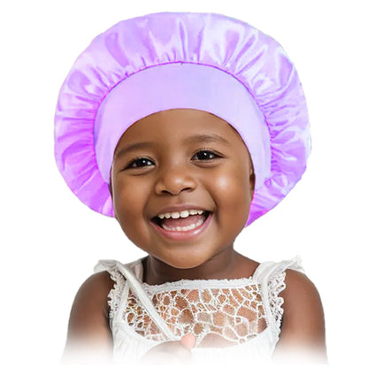 Children's Color Wide-brimmed Stretch Satin Nightcap Fashion Hair Care Kids' Headwear