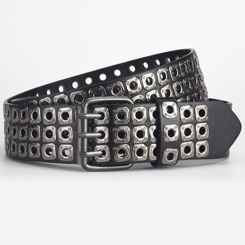 Women's & Men's Orange Hollow Air Hole Punk Personality Belts