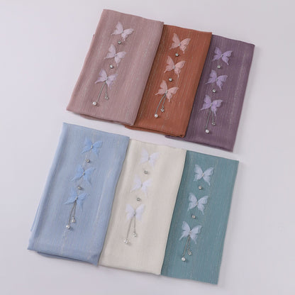 Streaming Sier Silk Wrinkled Butterfly Long Hui Scarfs