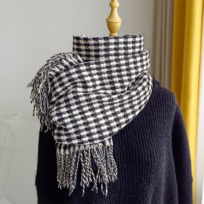 Women's & Men's Korean Style Winter Cashmere Vintage Plaid Scarfs