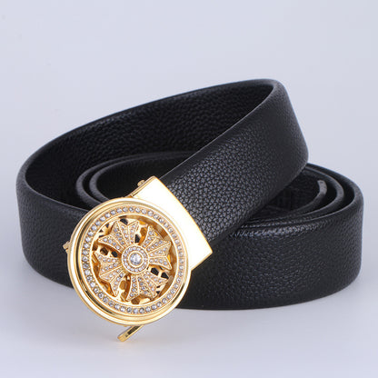 Men's Comfort Click Korean Style Fashionable Casual Green Business Belts