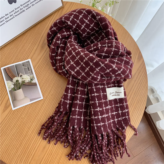 Women's & Men's Winter Atmosphere Korean Style Plaid Tassel Couple Warm Scarfs