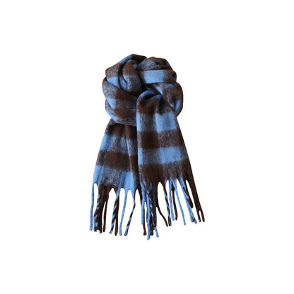 Fashionable Plaid Yu Thickened Cold Protection Warm Scarfs