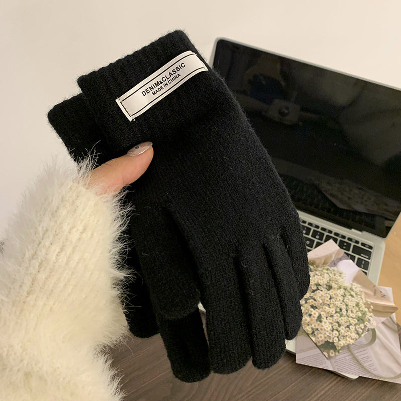 Women's Korean Minority Simple Solid Color Sweet Girly Gloves