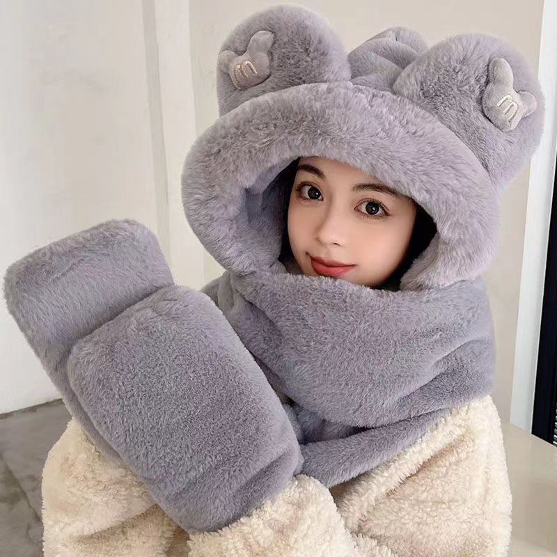 Women's Winter Korean Style One Thickened Cute Cycling Earflaps Warm Hats & Caps