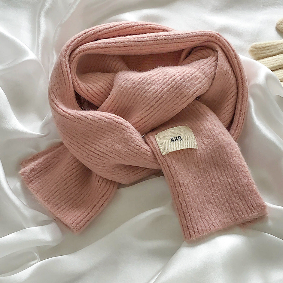 Macron Color Gentle Furry Knitted Solid Scarfs