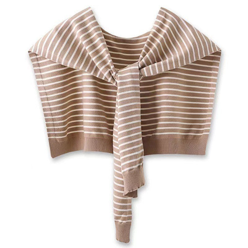 Women's Korean Outerwear Decorative Striped Shawl Autumn Scarfs