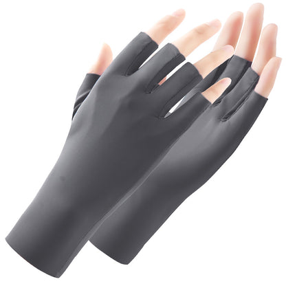 Protection Half Finger Silk Ice Uv Nail Riding Sports Gloves