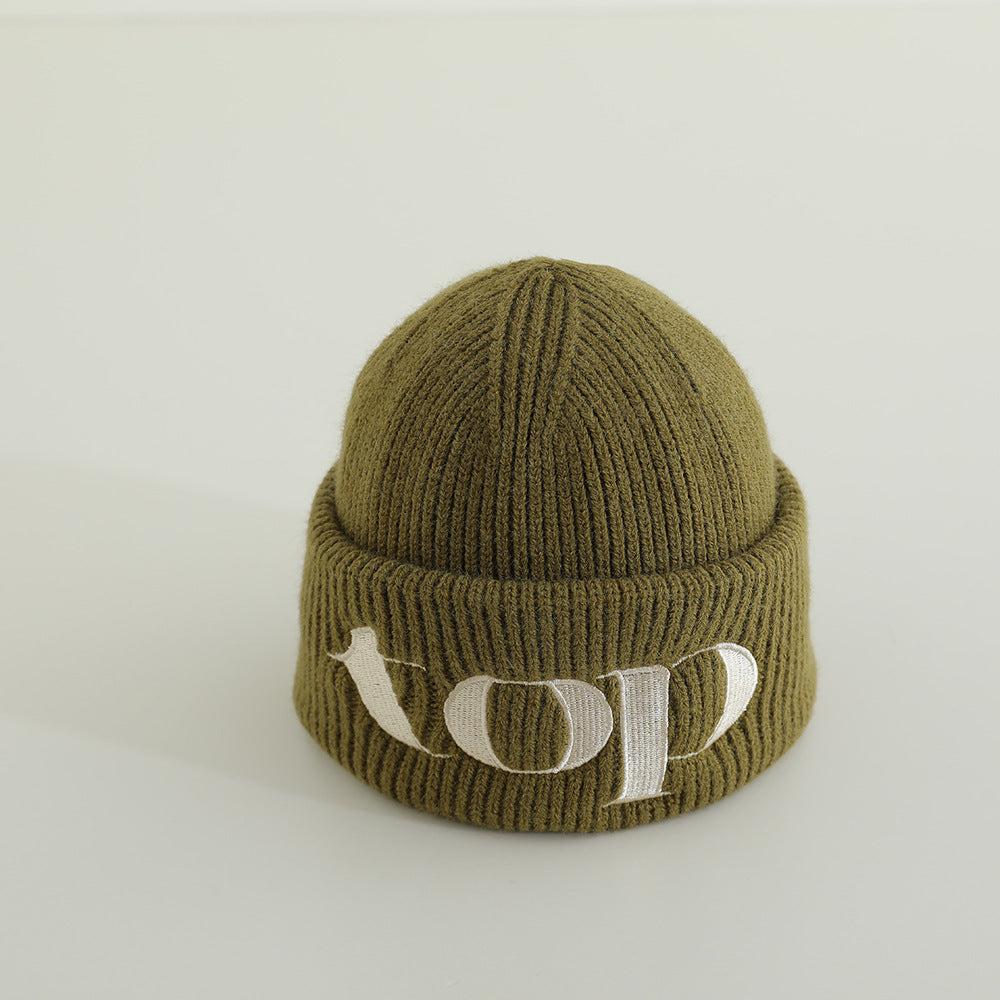 Children's Korean Style Warm Knitted Simple Embroidery Western Boys Kids' Headwear