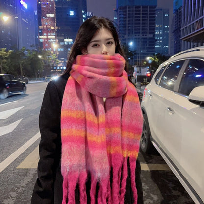 Black White Plaid Winter Warm Thickened Scarfs