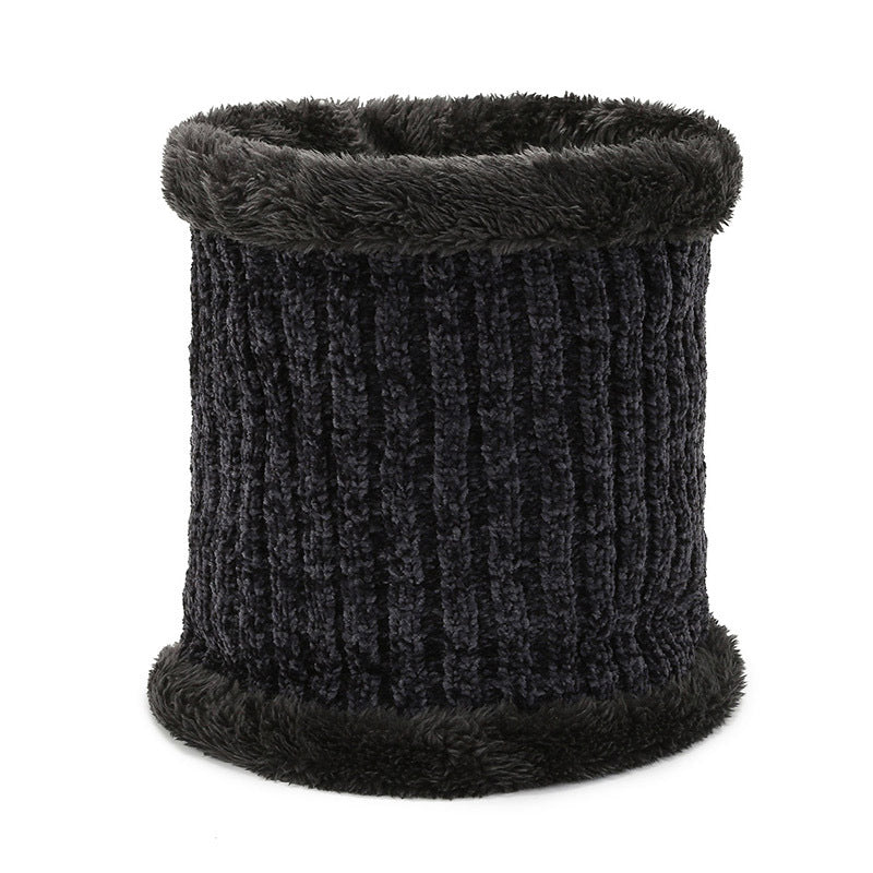 Men's Warm Knitted Chenille Jacquard Pullover Two-piece Hats & Caps