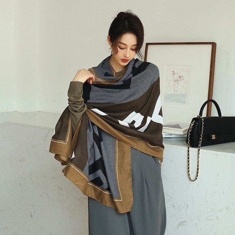 Women's Cotton Linen Fashionable Silk Travel Cloak Outdoor Scarfs