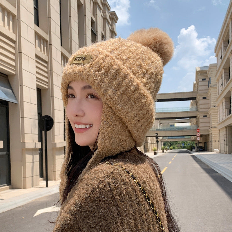 Women's Fleece-lined Warm Ear Protection Knitted Woolen Hats & Caps