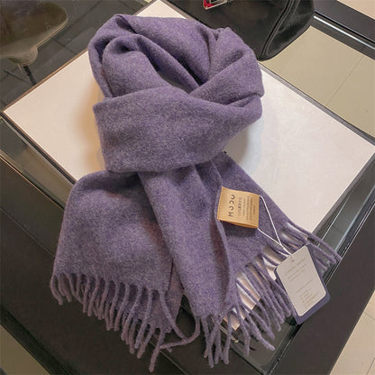 Wool Clip Flower Solid Color Female Winter Scarfs