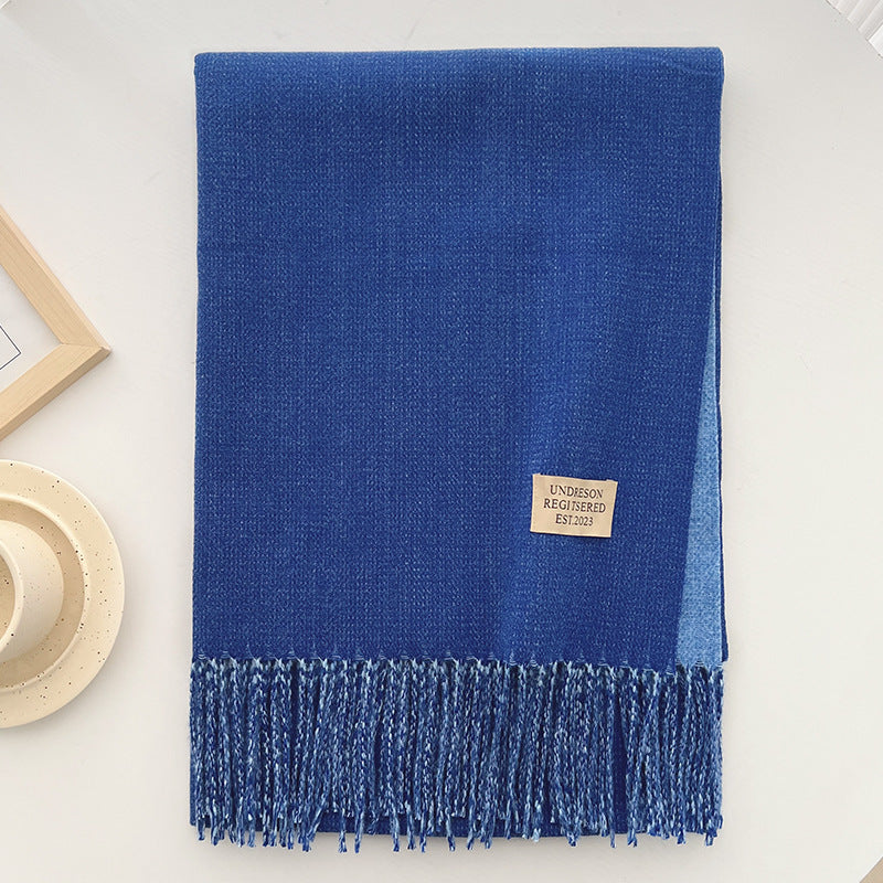 Solid Color Double-sided Two-color Artificial Cashmere Scarfs