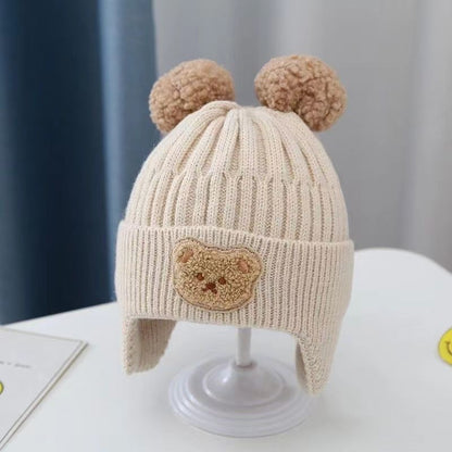 Winter Korean Bear Beret Woolen Knitted Kids' Headwear