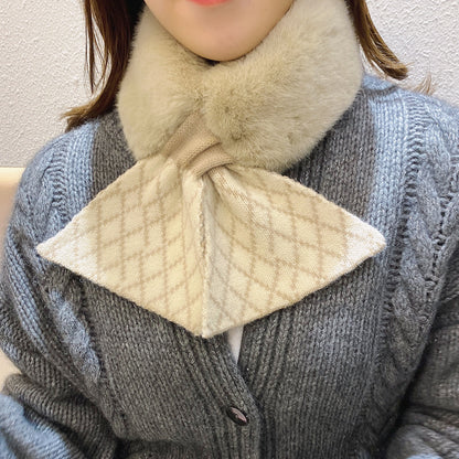 Wool Female Winter Warm Fur Collar Neck Protection Matching Scarfs