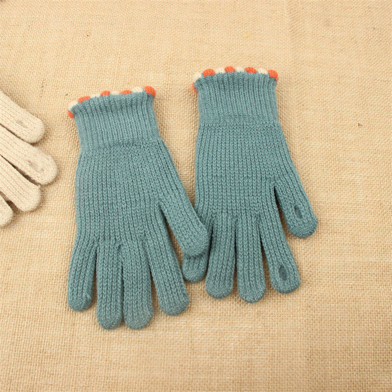 Women's Korean Style Solid Color Knitted Knitting Gloves