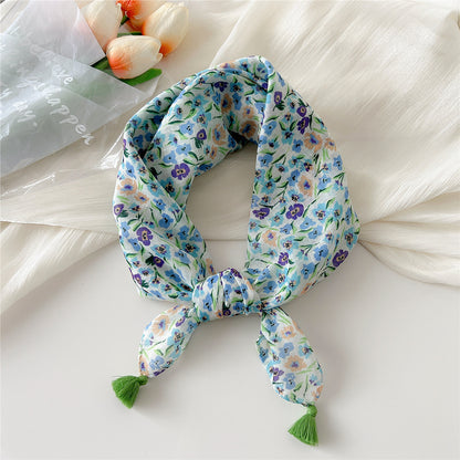 Women's Linen Small Square Towel Neck Decorative Scarfs