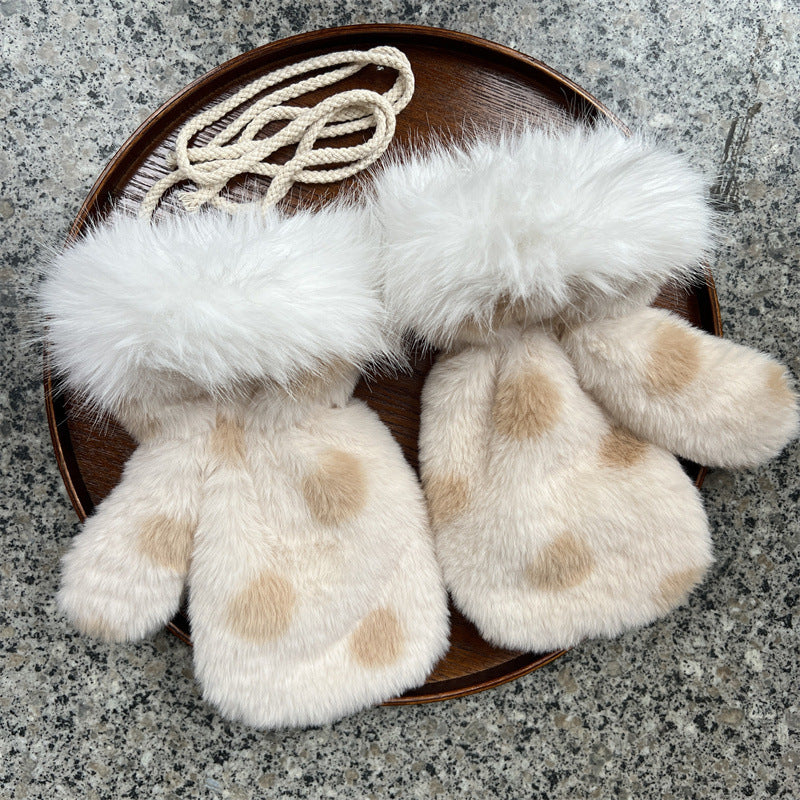 Imitation Rabbit Fur Mittens Plush Warm Gloves