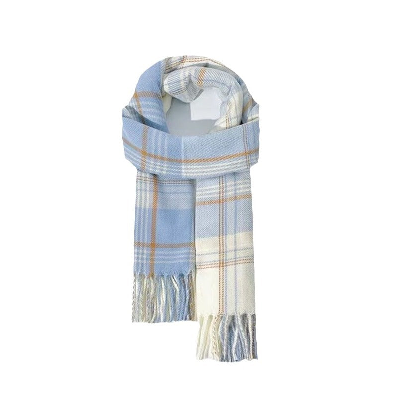 Women's Plaid Cashmere Shawl Korean Style Warm Scarfs