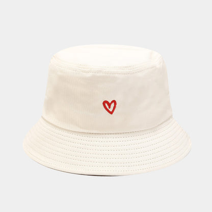 Women's Love Embroidered Cotton Bucket Hat Trendy Outdoor Hats & Caps