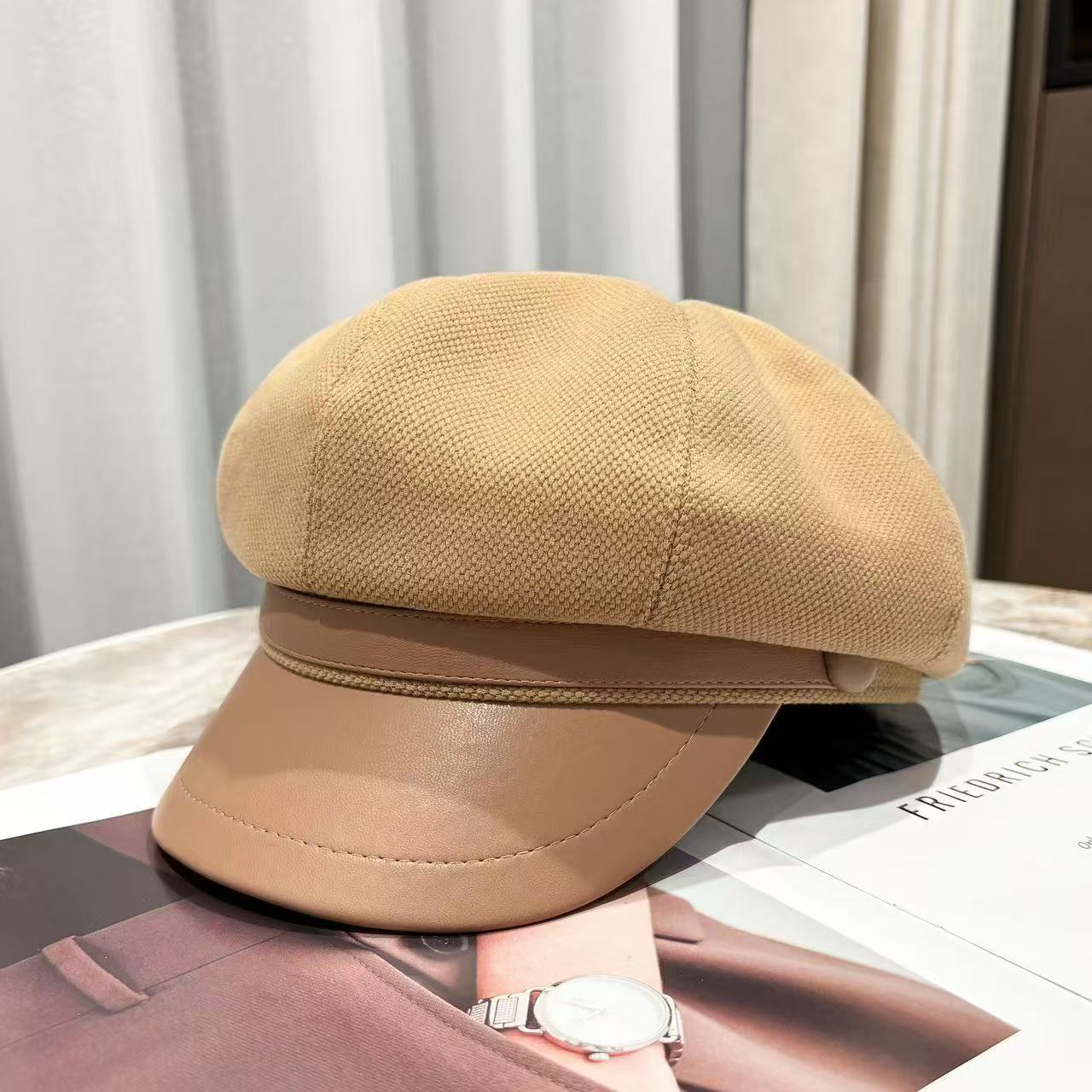 Women's Korean Style Versatile British Light Leather Hats & Caps