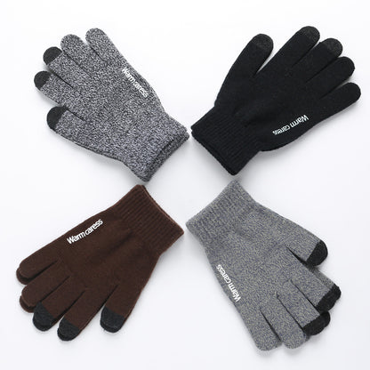 Men's Screen Winter Fleece-lined Thickened Warm Korean Gloves