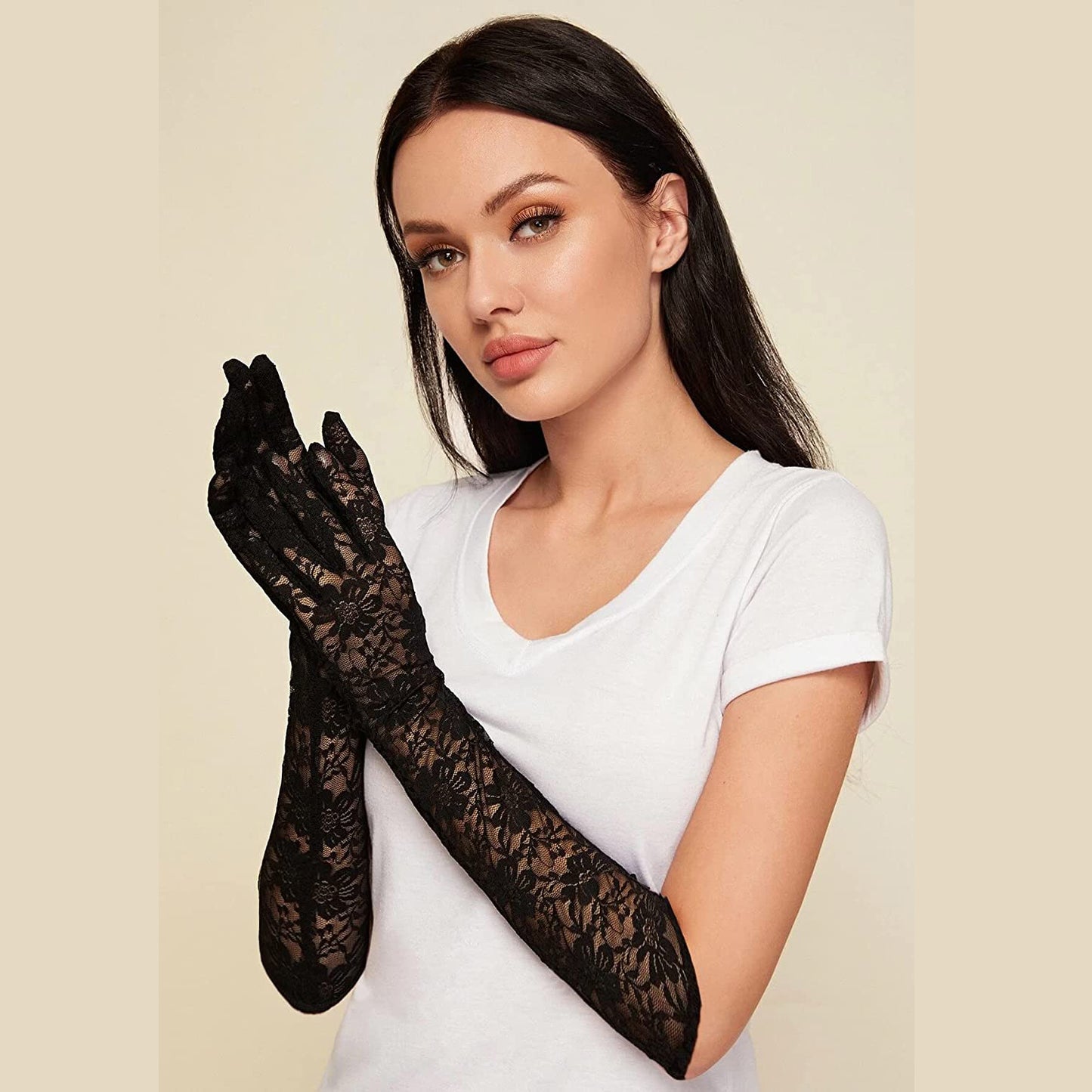 Lace Sun Protection Thin Long Outdoor Ladies Driving Gloves