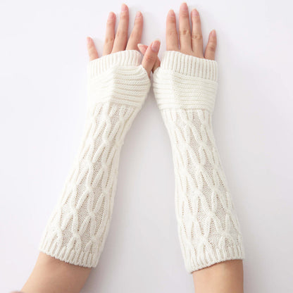 Women's & Men's Knitting Wool Knitted Fingerless Warm Pile Style Gloves