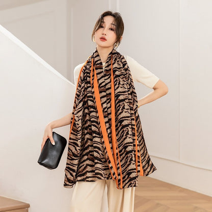 Women's Cotton Linen Fashionable Silk Travel Cloak Outdoor Scarfs