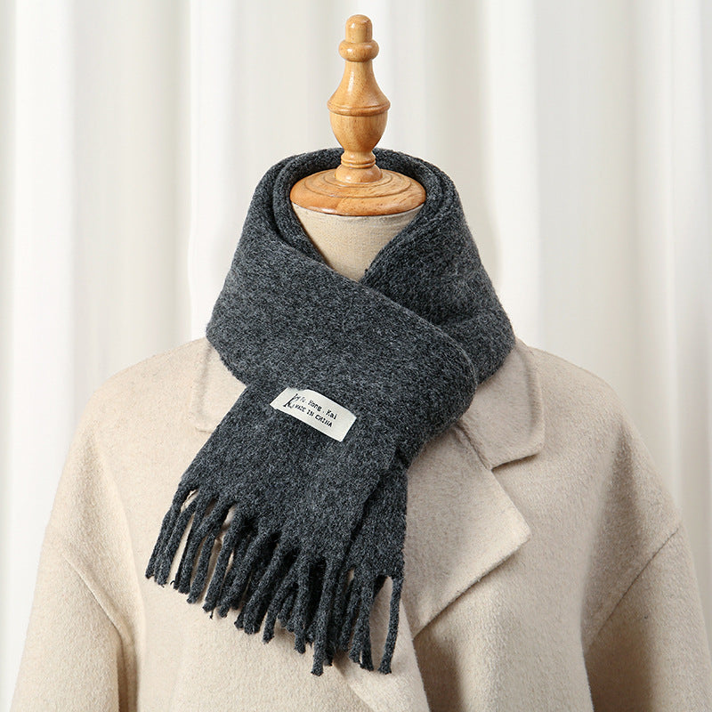 Women's & Men's Style Winter High-grade Wool With Coat Solid Color Knitted Scarfs