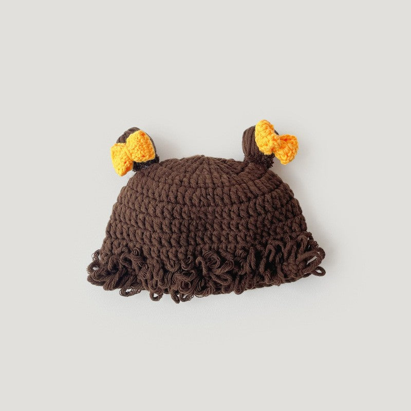 Hat Wig Boys Cute Woolen Sleeve Kids' Headwear