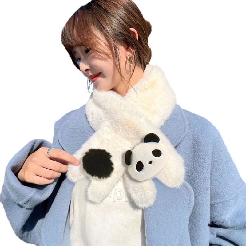 Women's Cute Stylish Versatile Solid Color Panda Plush Scarfs