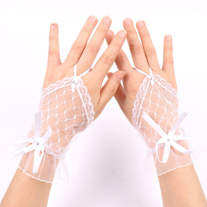 Bridal Wedding Halloween Lolita Black Mesh Gloves