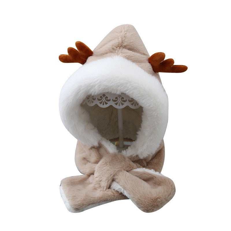 Women's & Men's Integrated Winter Cute Super Fleece-lined Antlers Kids' Headwear