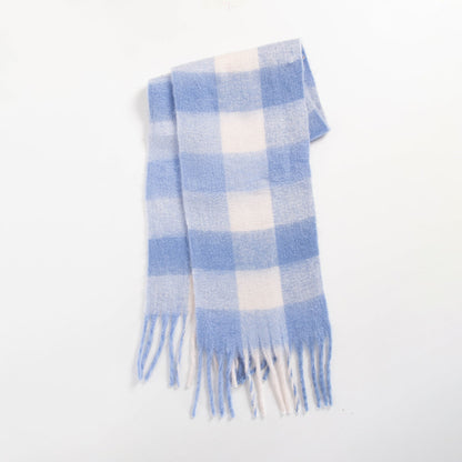 Colorful Plaid Striped Thick Braid Mohair Scarfs