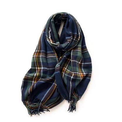 Women's Stall Winter Temperament Plaid Warm Tassel Scarfs