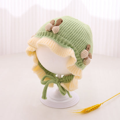 Hat Knitted Cute Princess Flower Beanie Warm Kids' Headwear