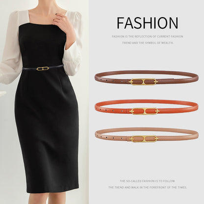 Women's Cowhide Fashionable Suit Dress Decoration Geometric Belts