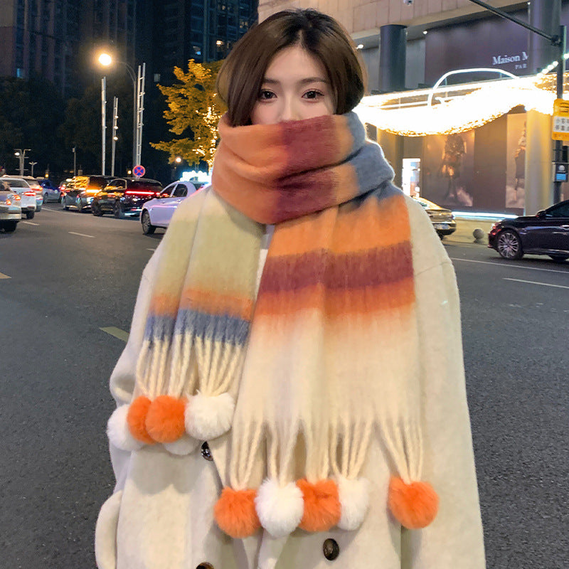 Women's Matching Tassel For Winter High-grade Warm Scarfs