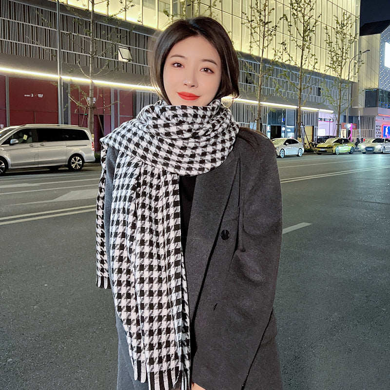 Women's Winter Thick Warm Cashmere Plaid Shawl Scarfs