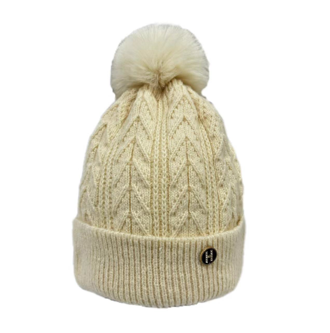 Women's Ball Sleeve Curling Straight Hat Warm Hats & Caps