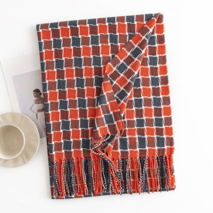 Sweet Color Plaid Winter Chessboard Artificial Cashmere Korean Style Scarfs