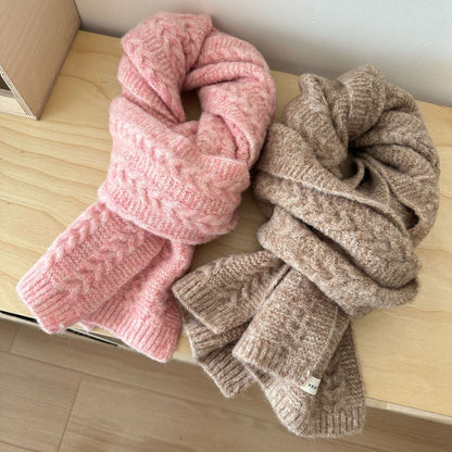 Women's & Men's Plain Clip Flower Knitted Pure Color Scarfs