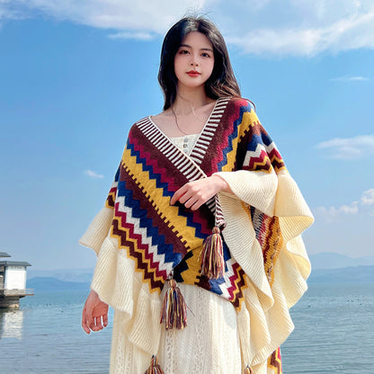 Women's Ear Fashion Wear Knitted Cape Bohemian Scarfs