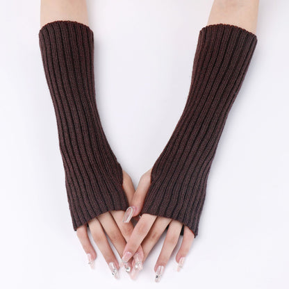 Women's & Men's Striped Wool Oversleeve Mid-length Knitted Warm Gloves