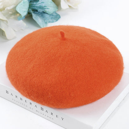 Mob Beret Woolen Solid Color Simple Adult Kids' Headwear