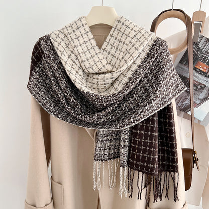 Plaid Artificial Cashmere Temperament Wild Warm Winter Scarfs